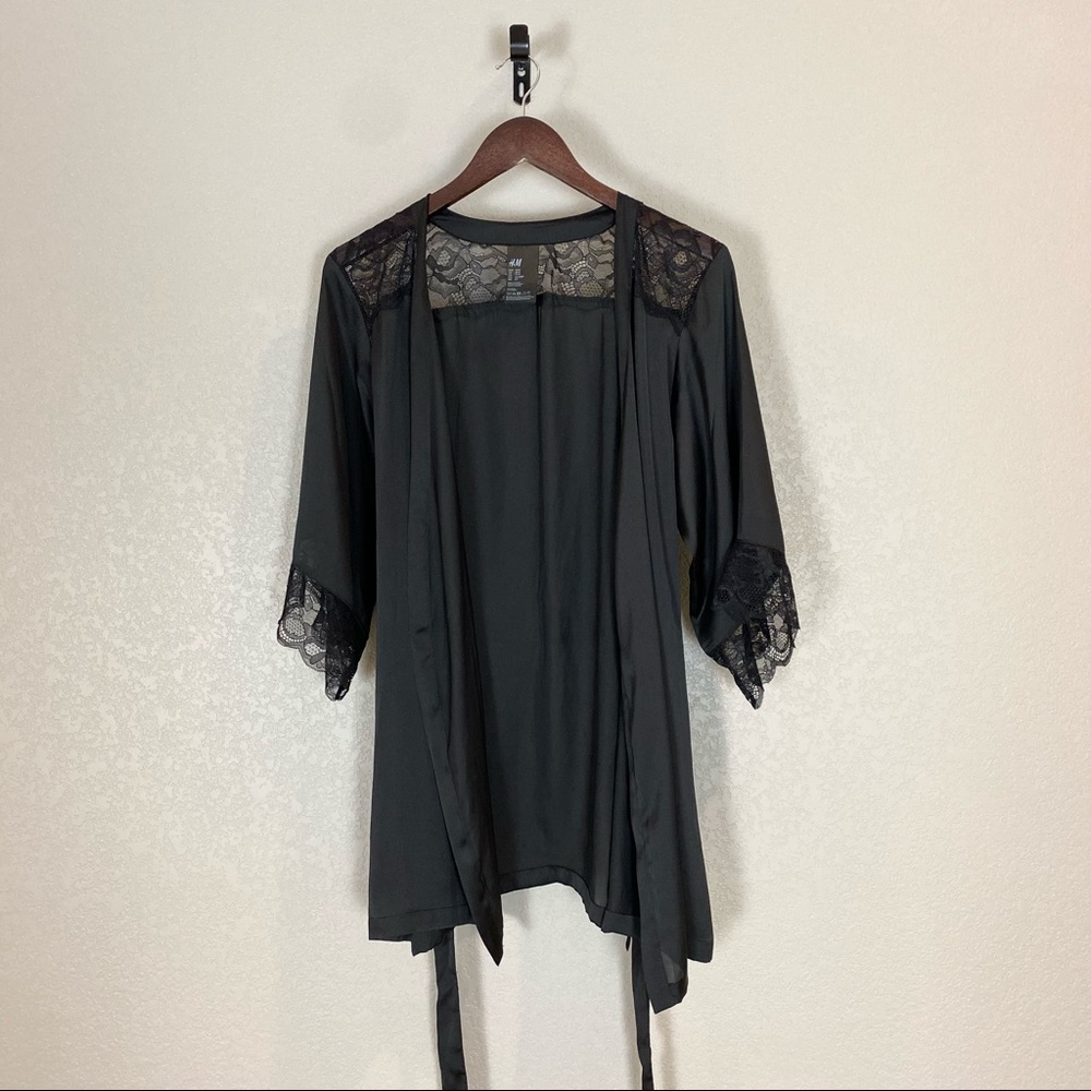 H&M Black Satin Robe